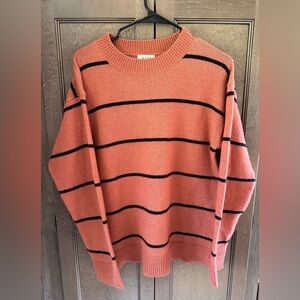 LA MIEL Men's Crewneck Sweater in Coral and Black